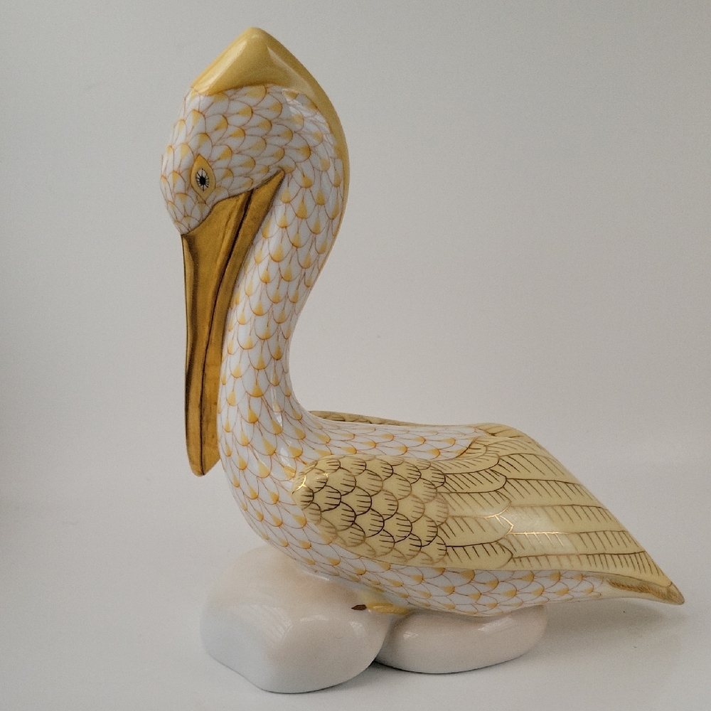 Herend Pelican Large 7" Butterscorch Figurine